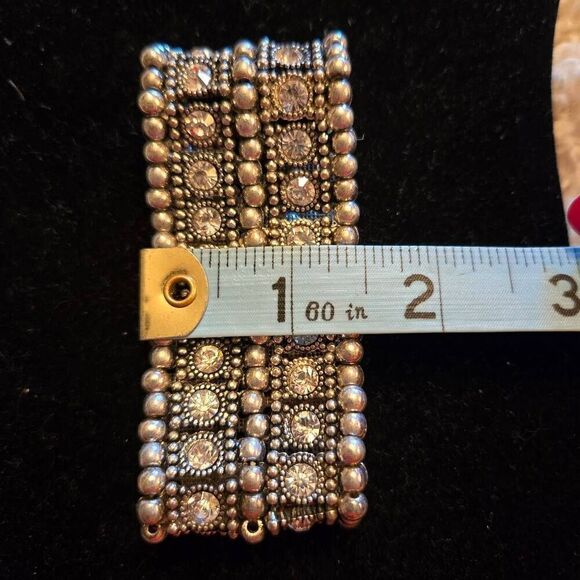 NWOT Silver + Rhinestone Stretch Bracelet - Picture 6 of 6